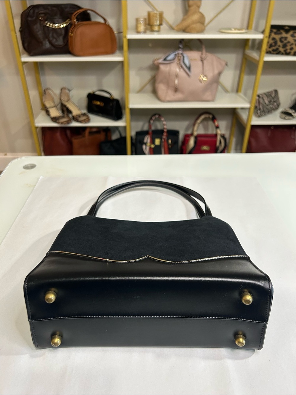 Life Stride 1950’s Vintage Black Suede & Simulated Leather Women's Handbag - Picture 9 of 14